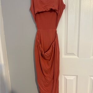 Lulus midi backless dress Elegant Rust Sleeveless Dress